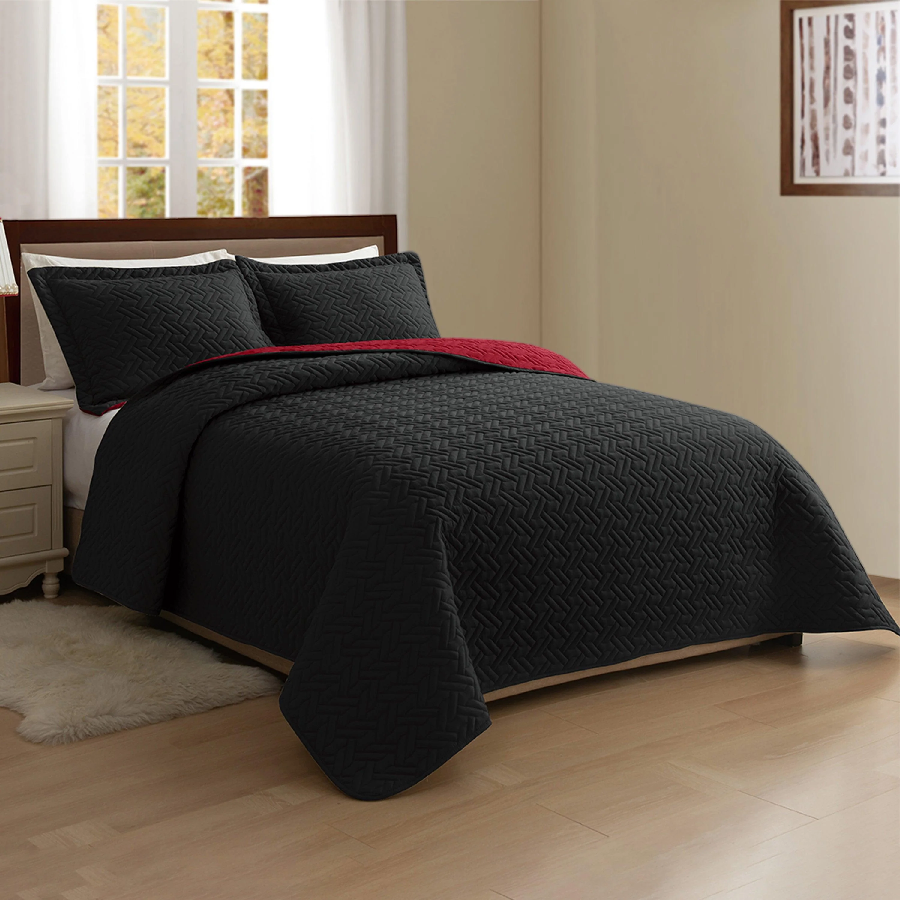 Authentic Elegant Comfort 3-Piece Majestic Quilted Reversible Bedspread Coverlet Set Exclusive