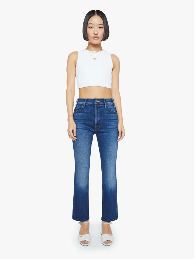 Solid MOTHER Denim Lil Hustler Ankle Jeans in Taking Chances Clean