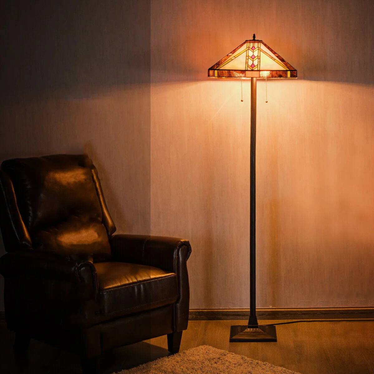 Dependable Vintage Victorian Tiffany Antique Glass Floor Lamp Verified