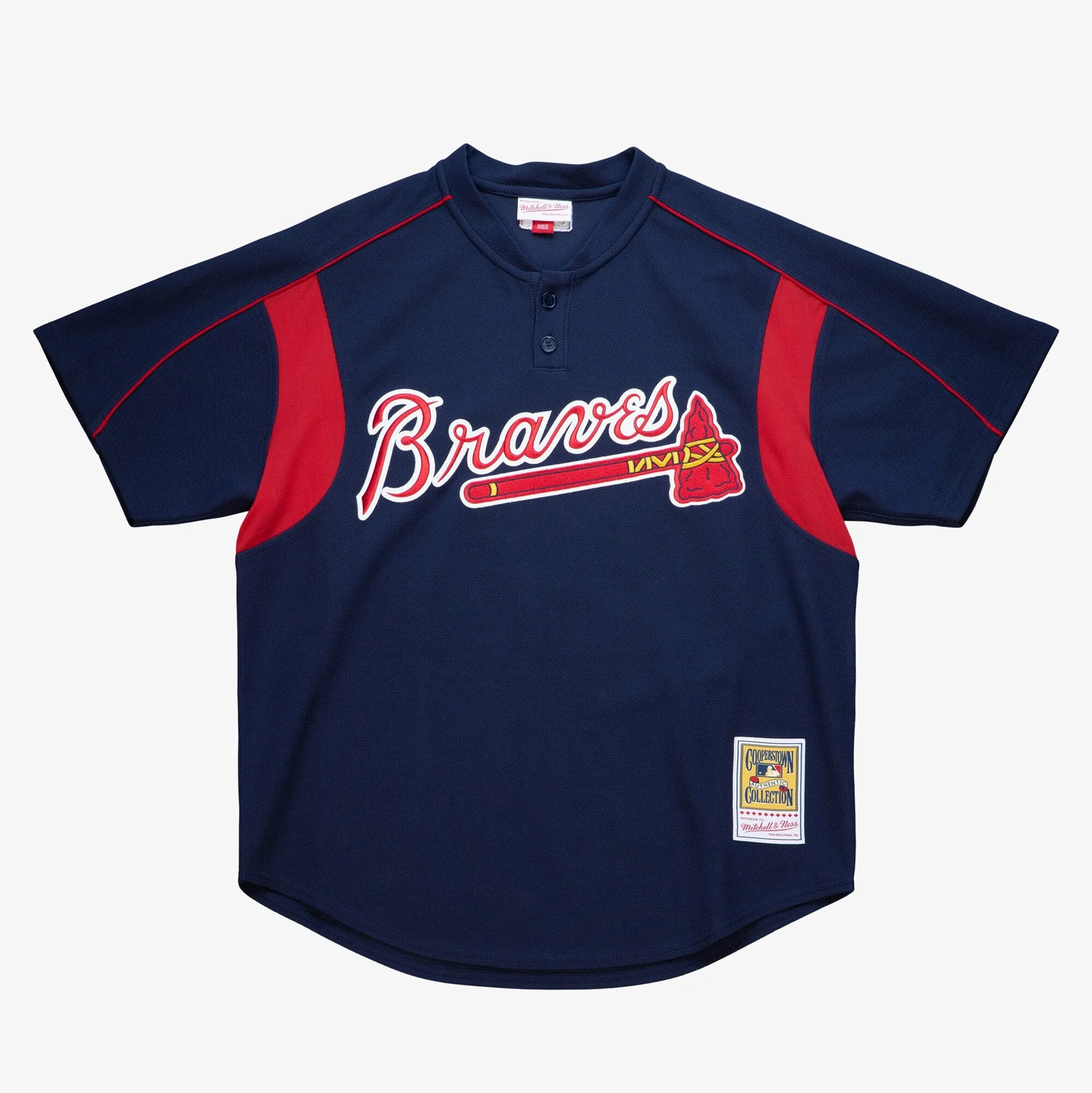 Responsible Mitchell Ness Men's MLB Bp Jersey Braves 2003 John Smoltz Jerseys Detailed