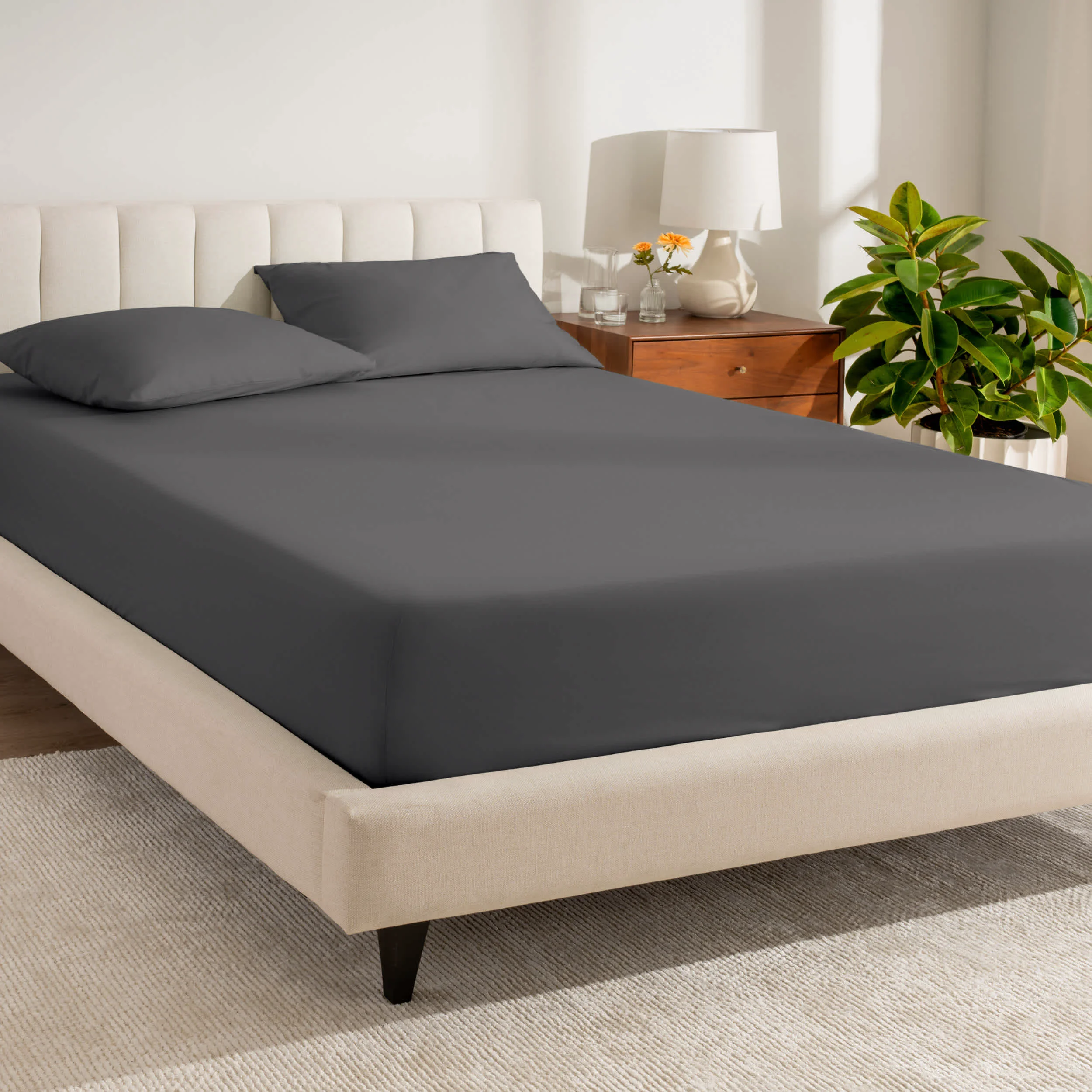 Specialty Bare Home Organic Cotton Fitted Sheet Grey Carefully Designed