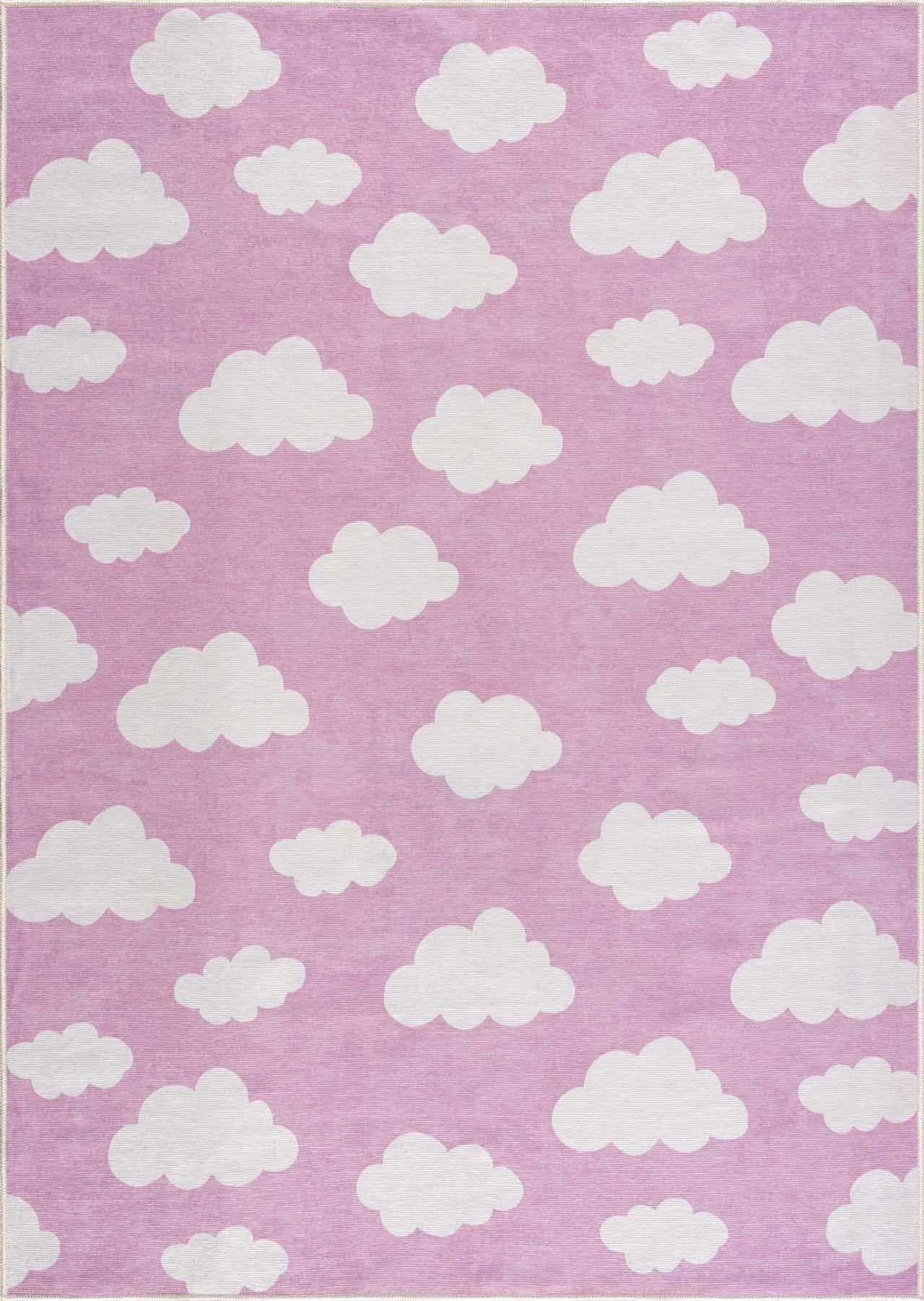 Optimized Nizar Pink Cloud Washable Kids Rug Contemporary