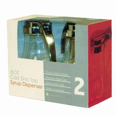 Official Twin Pack of 6 oz Glass Syrup Honey Milk Pourer Dispenser Server for Restaurant Effective
