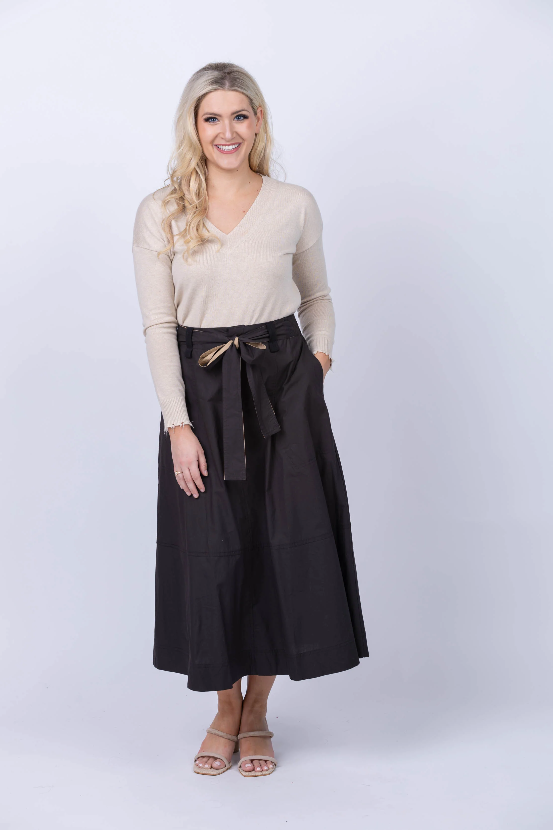 Responsible Lilla P Belted Skirt in Black Recyclable