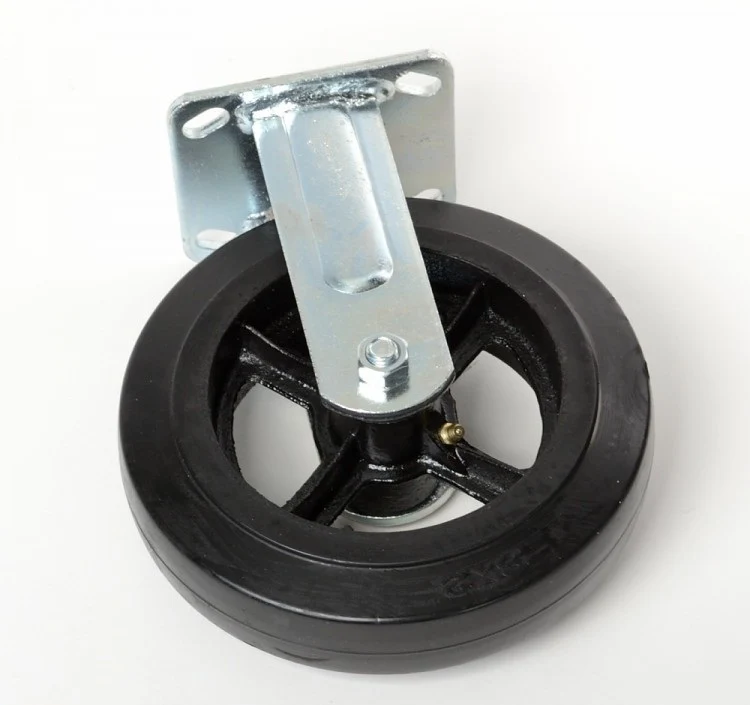 Comfortable 8 Black Rubber Caster Trolly Wheel Heavy Duty Roller Cart Fixed Straight Smart