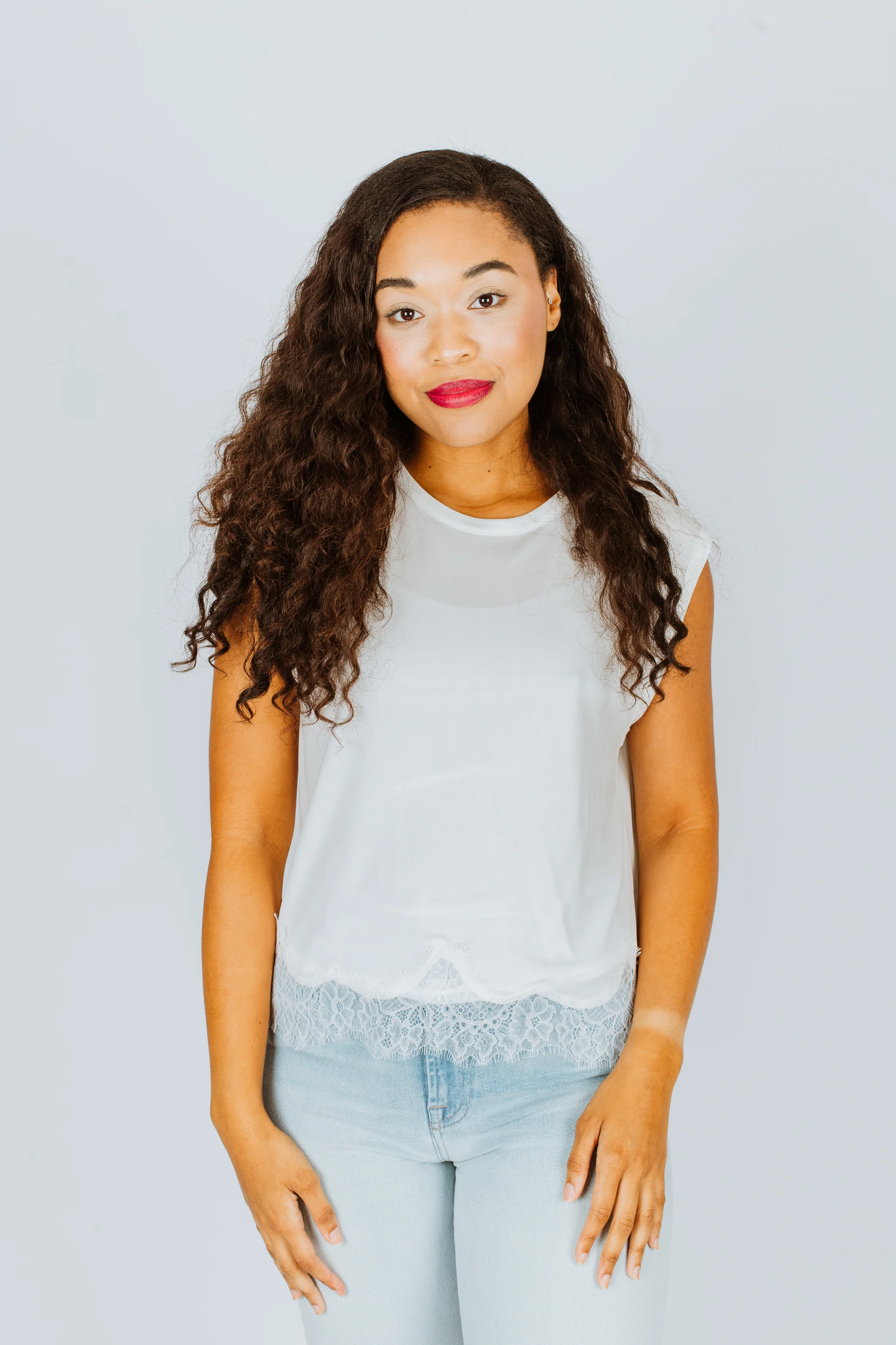 Effective Rag Bone Lace-Trimmed Knit Muscle Top White Clean