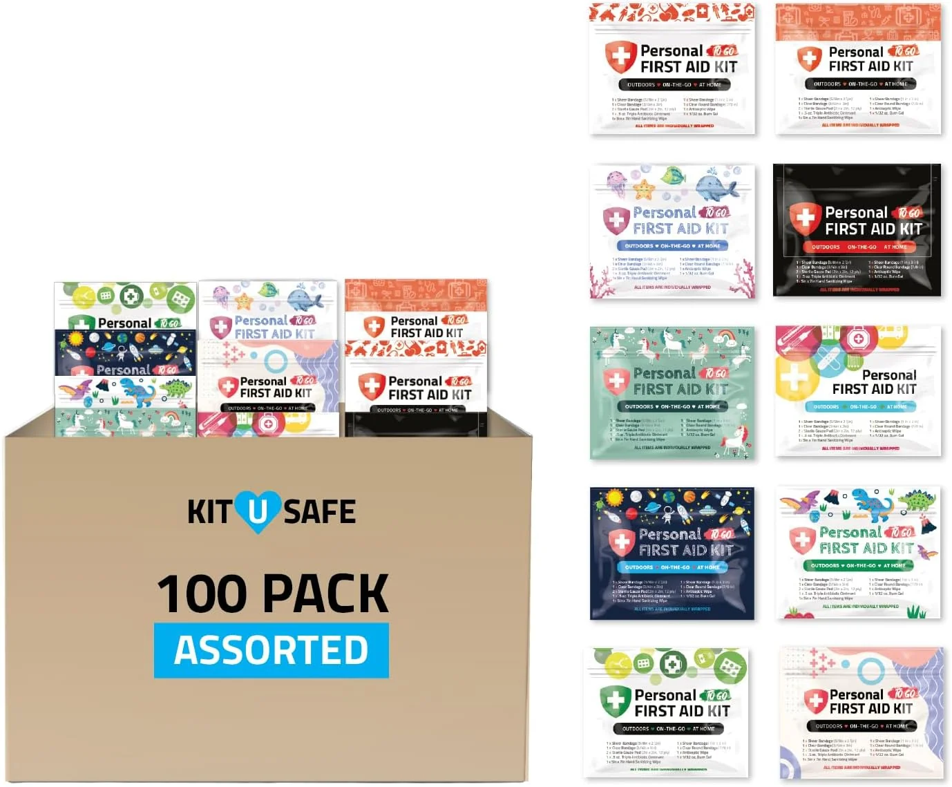 Traditional Assorted Mini First Aid Kits Pack of 100 Expertly Made