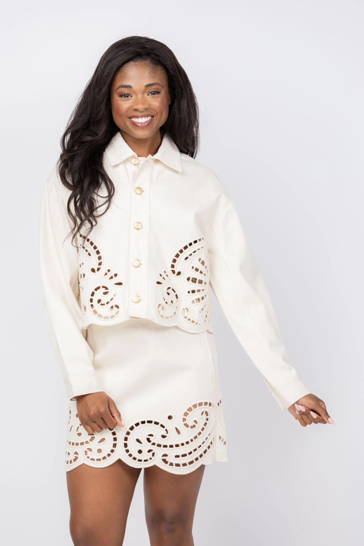 Relaxed Ulla Johnson The Bobbi Jacket with Eyelet in Cowrie Quality