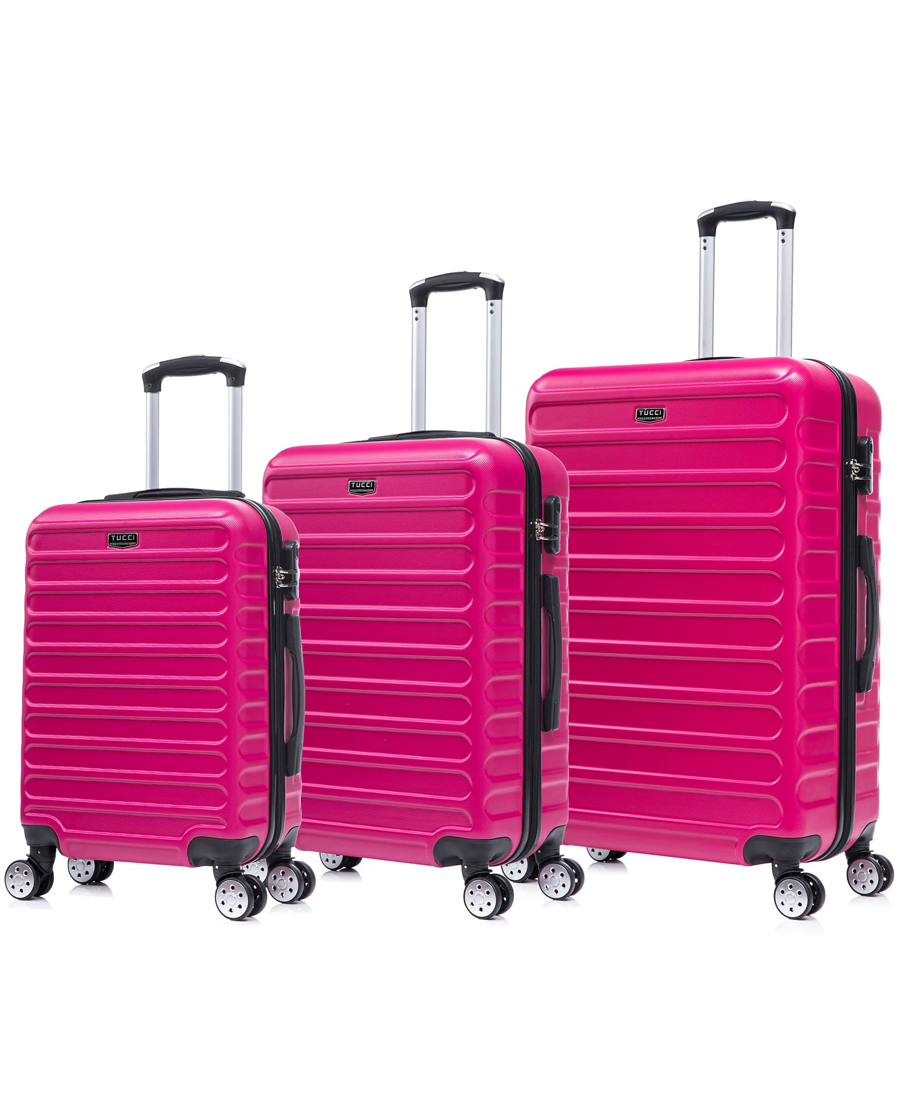 Effective TUCCI Italy CARRAVIA 3PC Hardside Luggage Set 20 24 28 - Fusha Original Design