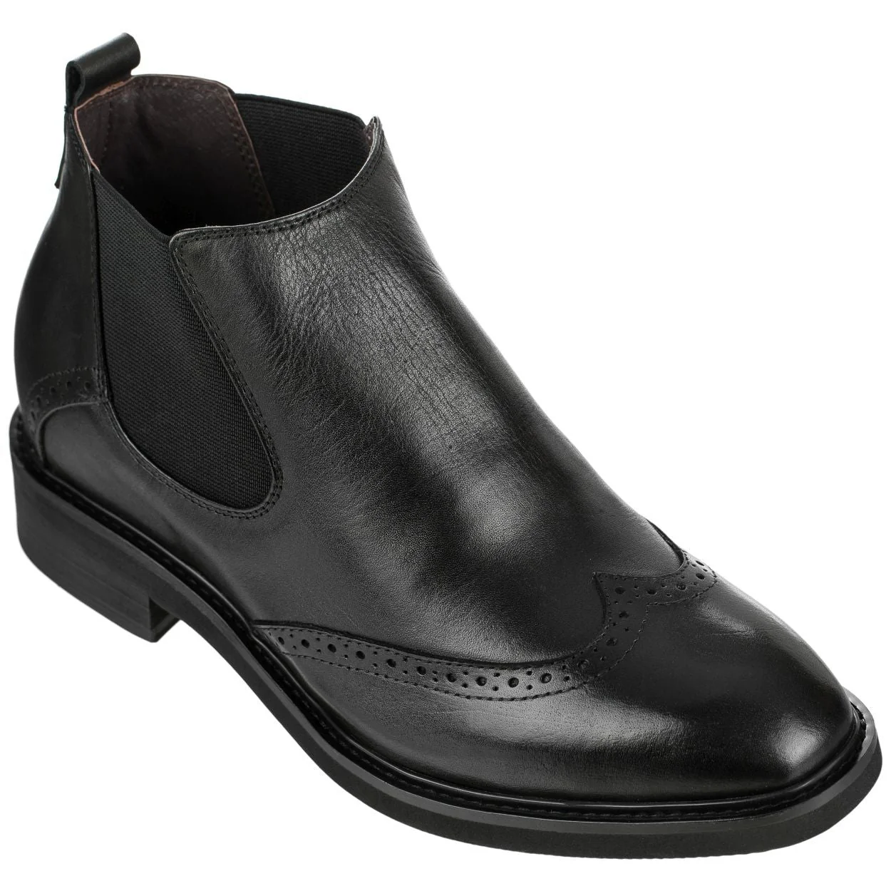 High-Grade Leather Wing-Tip Ankle Boots - Three Inches - K28802 Luxury
