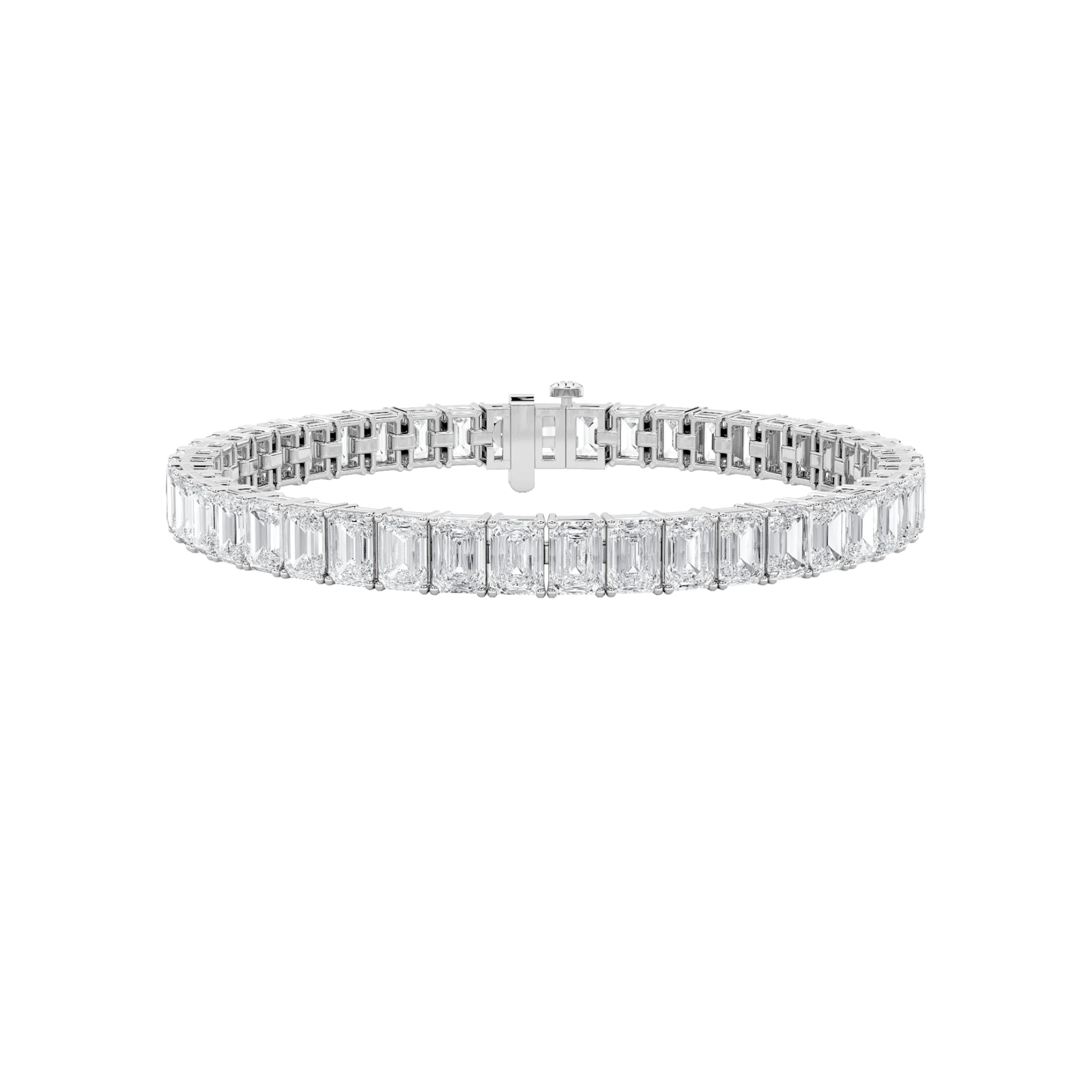 Versatile Emerald Shaped Lab Diamond F Bracelet in 14K Gold Genuine
