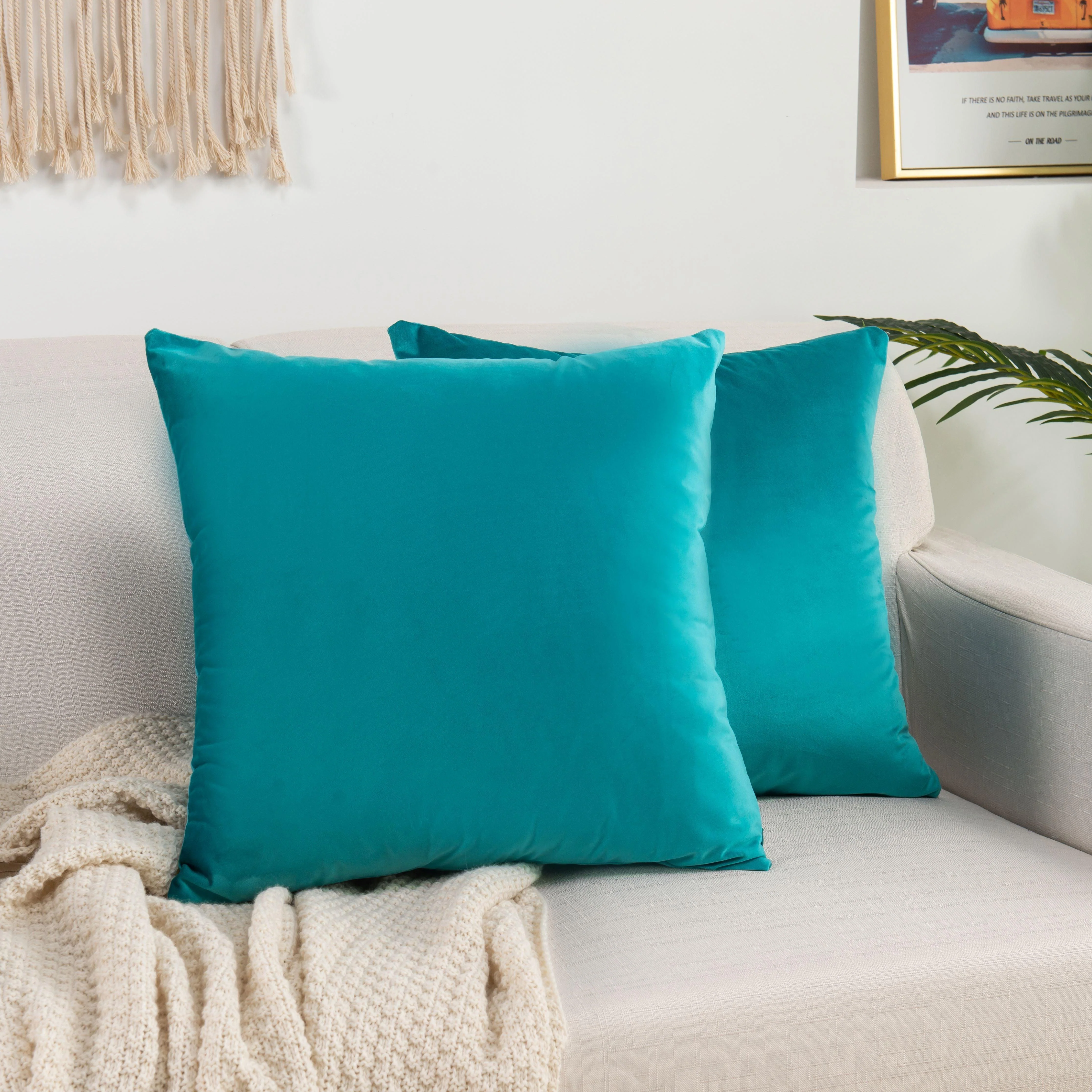 Trendy Elegant Comfort 2 Piece Velvet Cushion Cover Solid - Pillow Covers Efficient