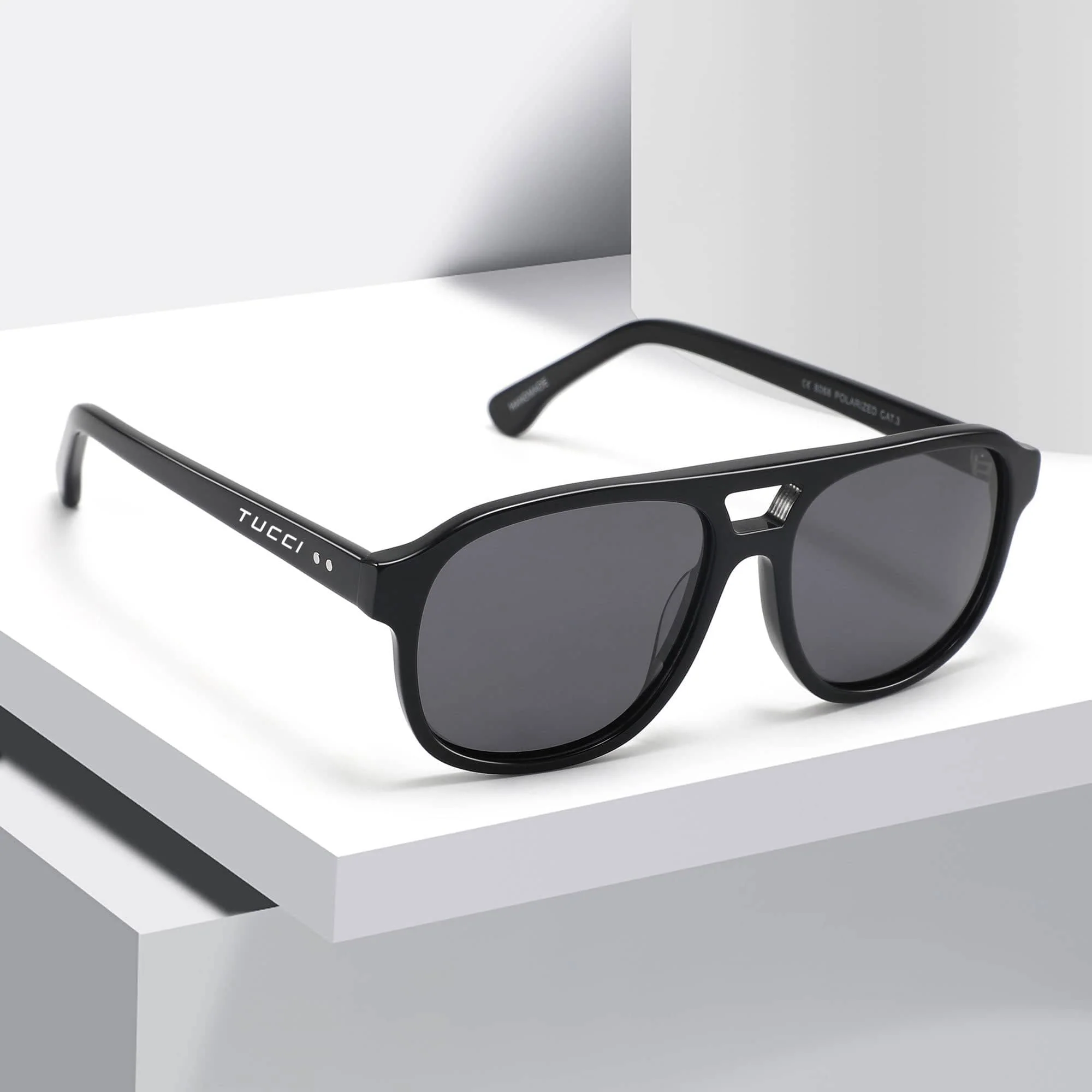 Certified TUCCI Italy Dark Polarized UV400 Sunglasses Premium Modern Eyewear Pure