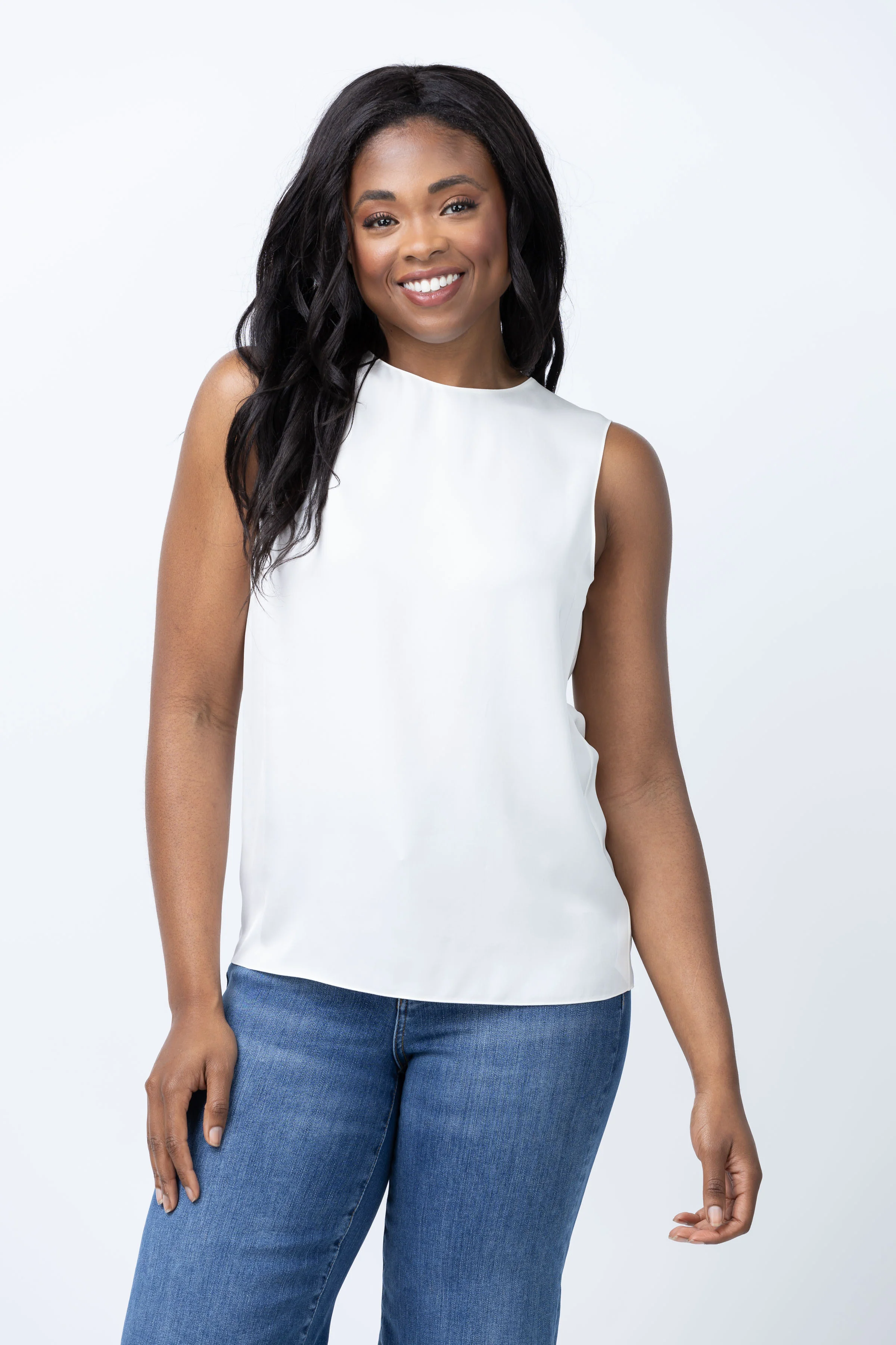 Carefully Designed Theory Straight Shell Tank Top in Ivory Flexible