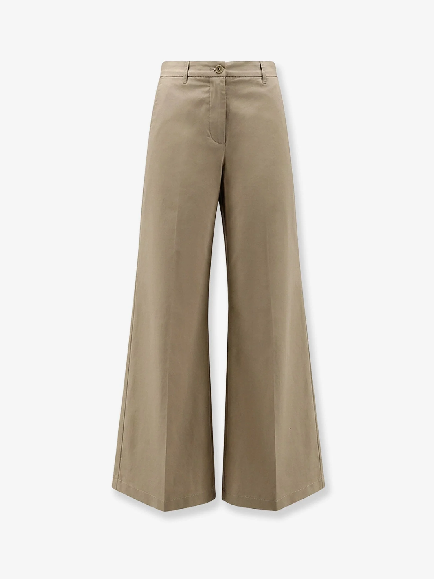 Refined Trousers Stretch Cotton Beige Green