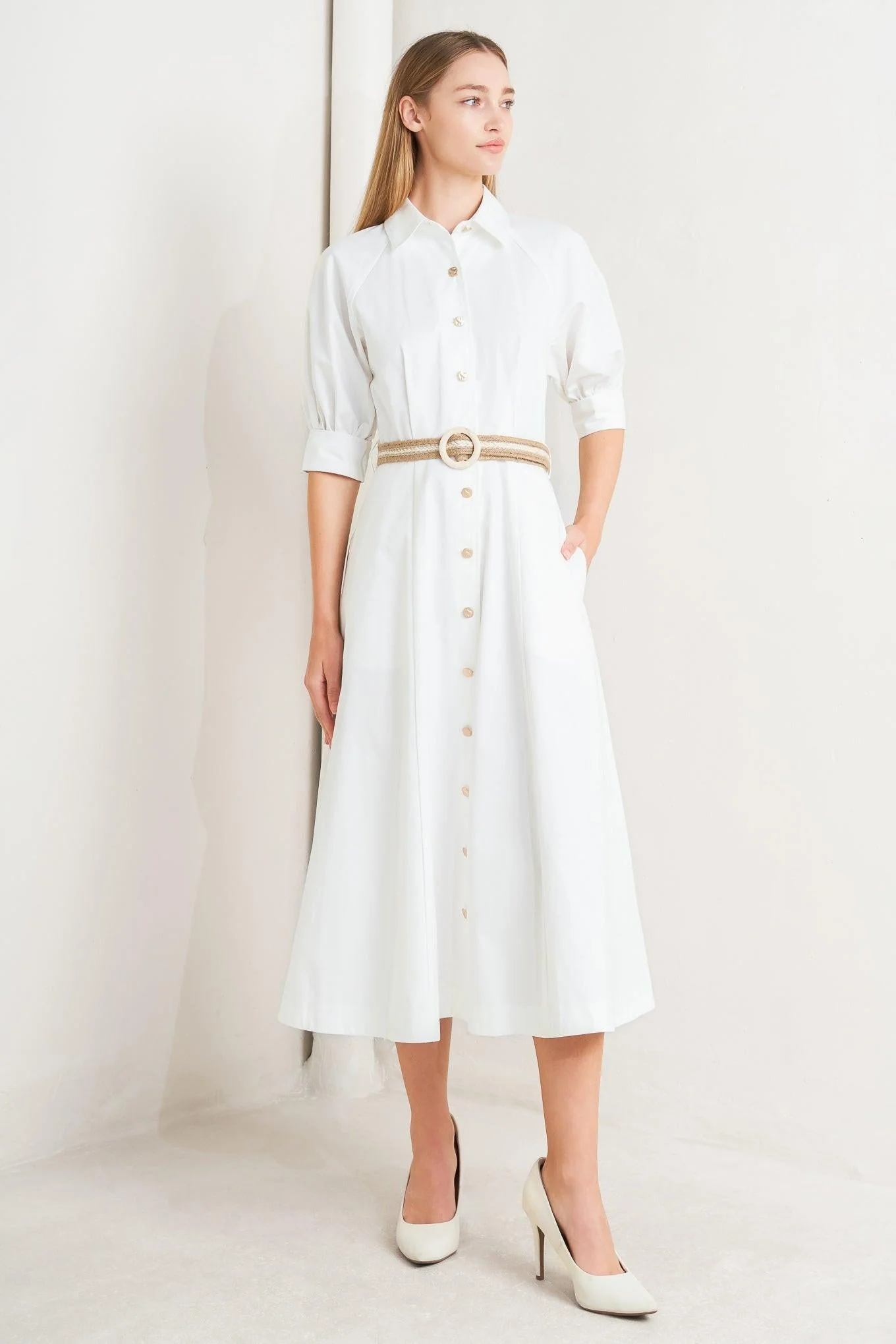 Breathable Relaxed Tailor Woven Midi Dress Consistent