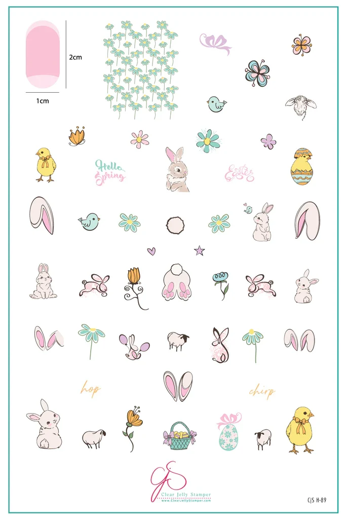 Enhanced Bunny Friends CjSH-89 Steel Nail Art Stamping Plate Stylish