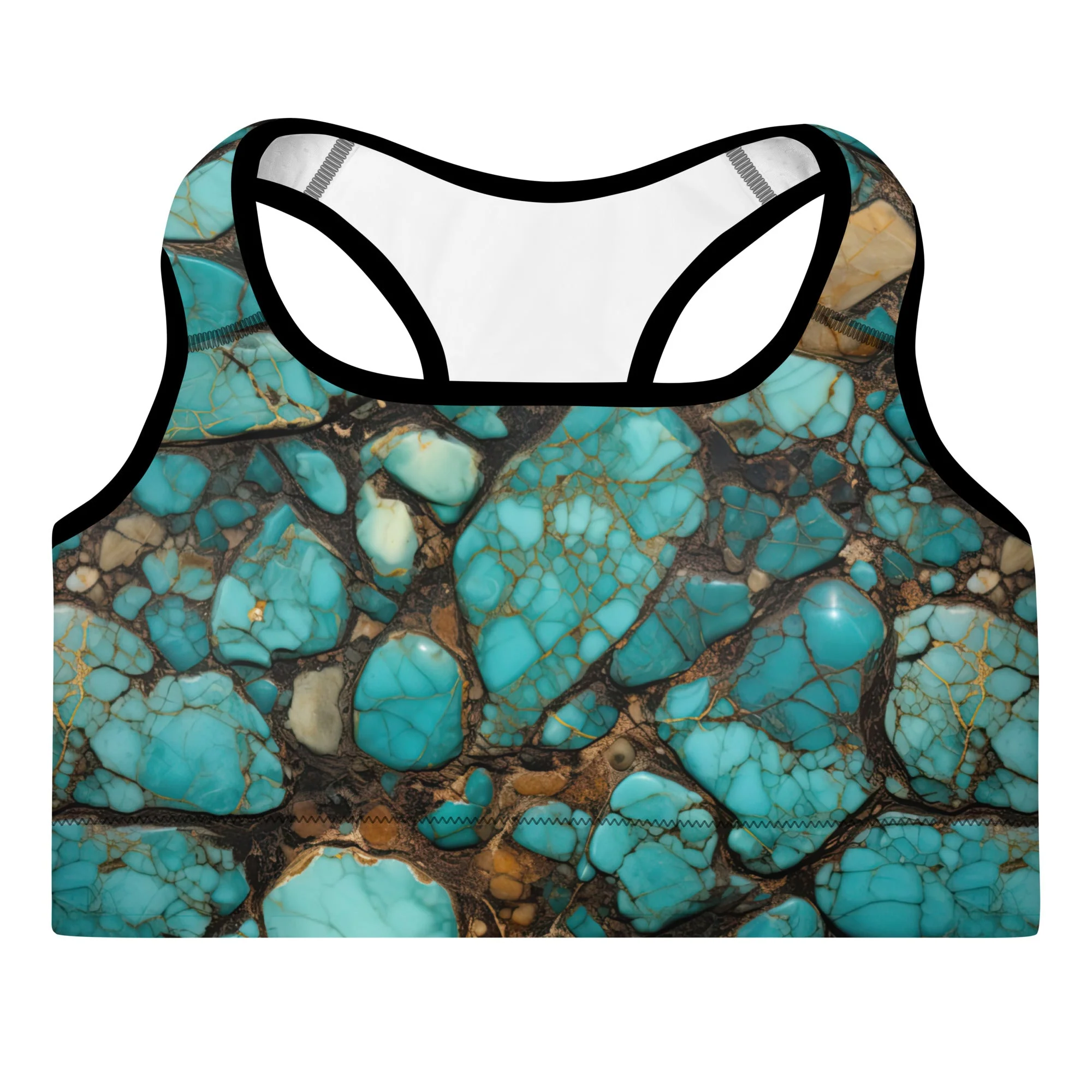 Top-Quality All Turquoise Padded Sports Bra High-End