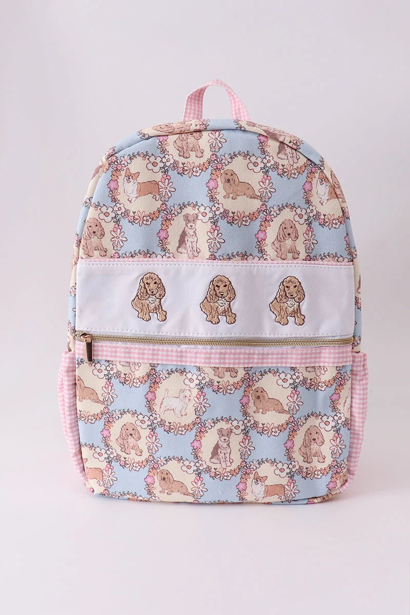 Top-Quality Pink puppy embroidery backpack Green