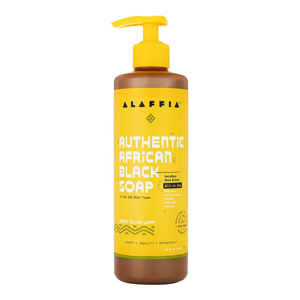 Original Alaffia African Black Soap with Hemp Olive Leaf 16 Oz Convenient