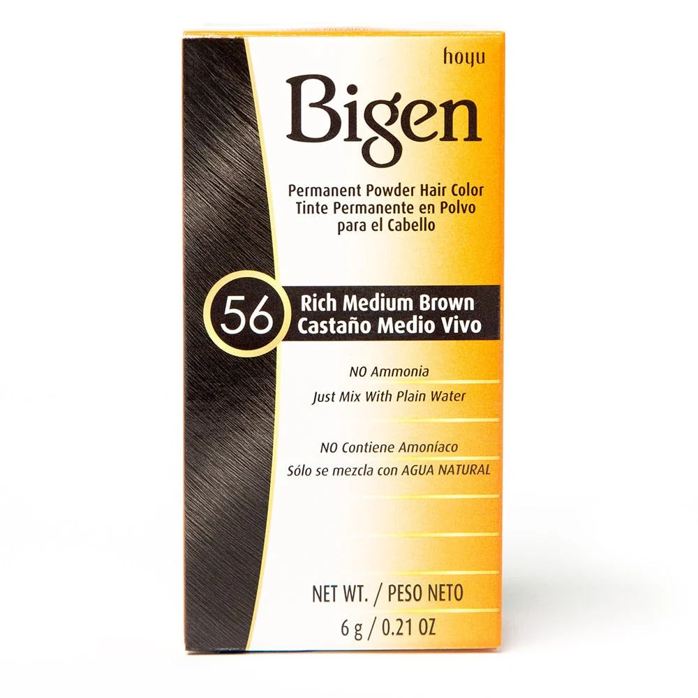 Sophisticated Bigen Permanent Powder Hair Color 56 Medium Brown kit Elegant