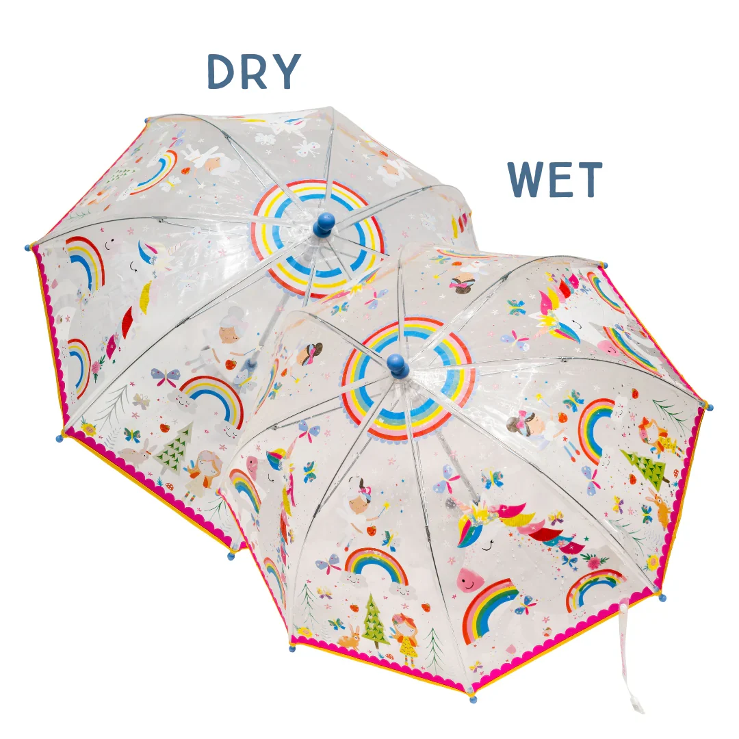 Minimalist Color-Change Umbrella Transparent Rainbow Fairy Elegant