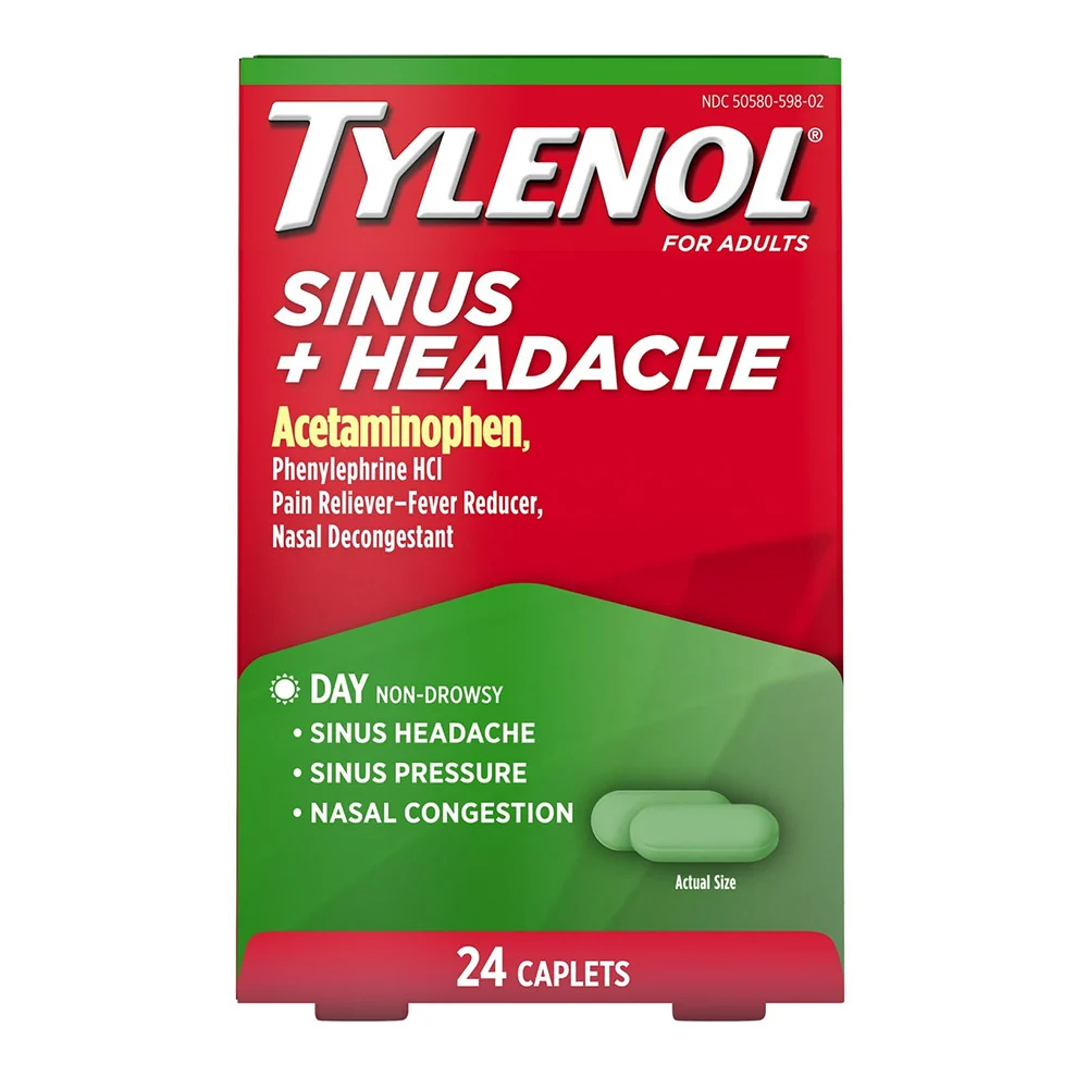 Smooth Tylenol Adult Sinus Plus Headache Caplets Daytime 24 Ea Safe