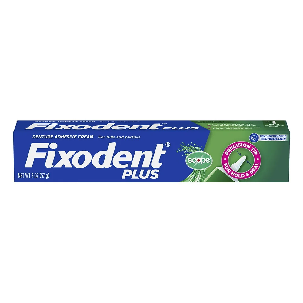 Refined Fixodent Plus Scope Precision Hold and Seal Adhesive Cream 2 Oz Functional