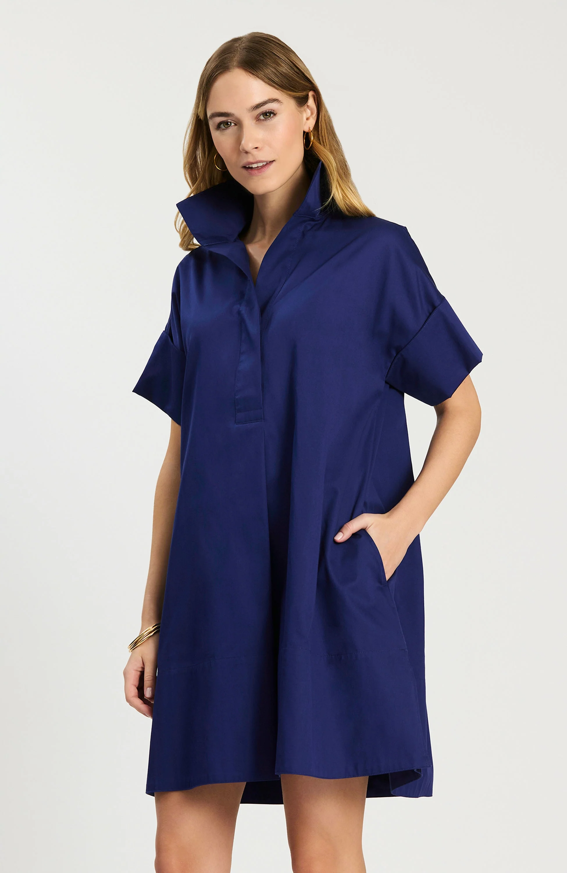 Sophisticated Tyler Boe Addie Cotton Short Shirtdress in Beacon Blue Stylish