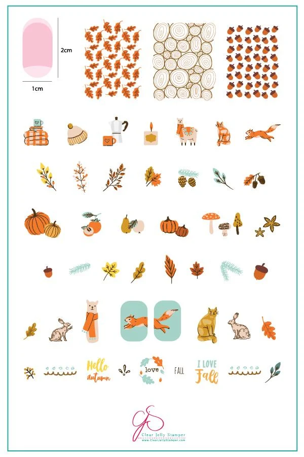 Classic Autumn Acorns CjS-148 - Clear Jelly Stamping Plate Sustainable