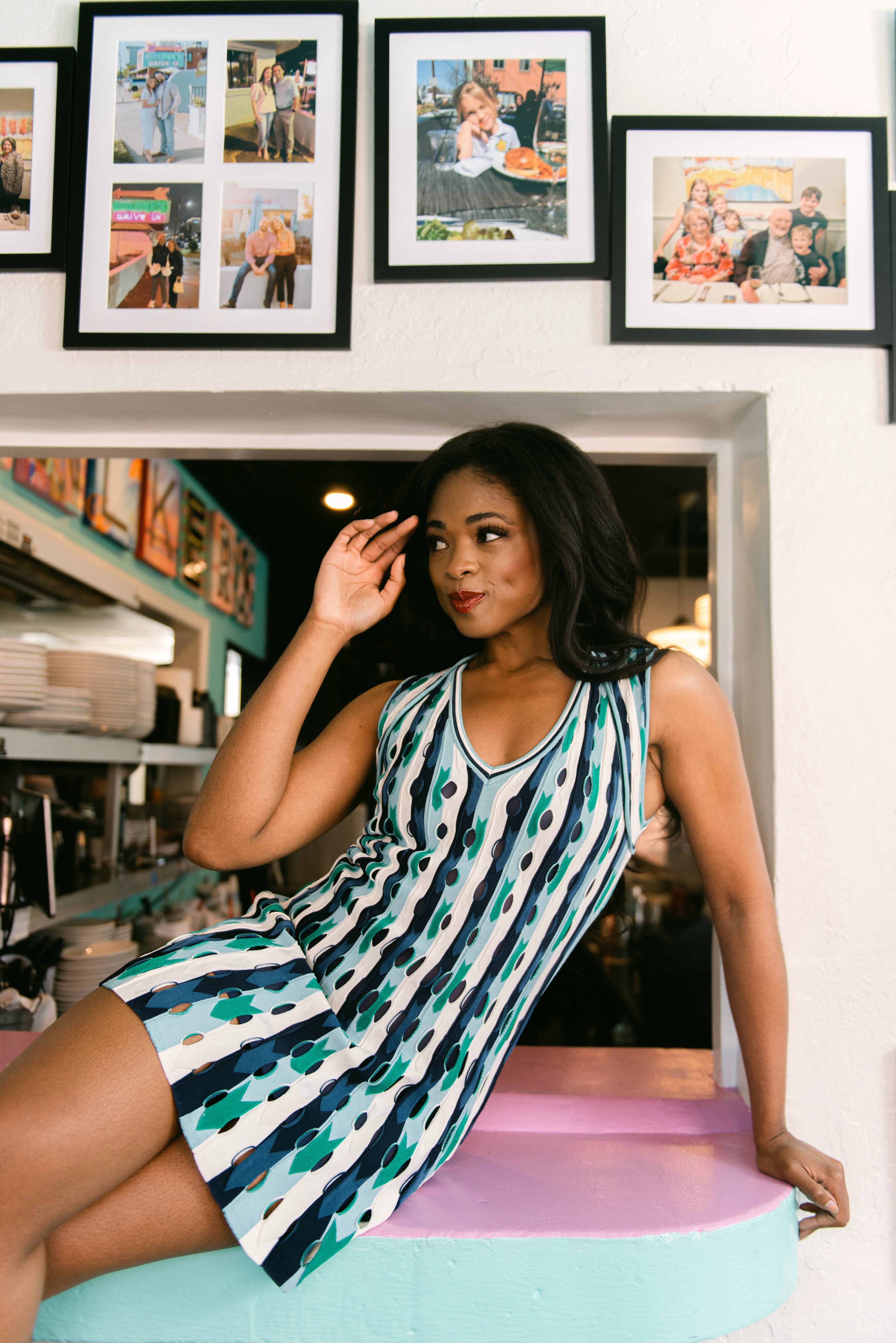 Traditional Simkhai Langley Knit Mini Dress in Kelly Green Multi Fine Crafted