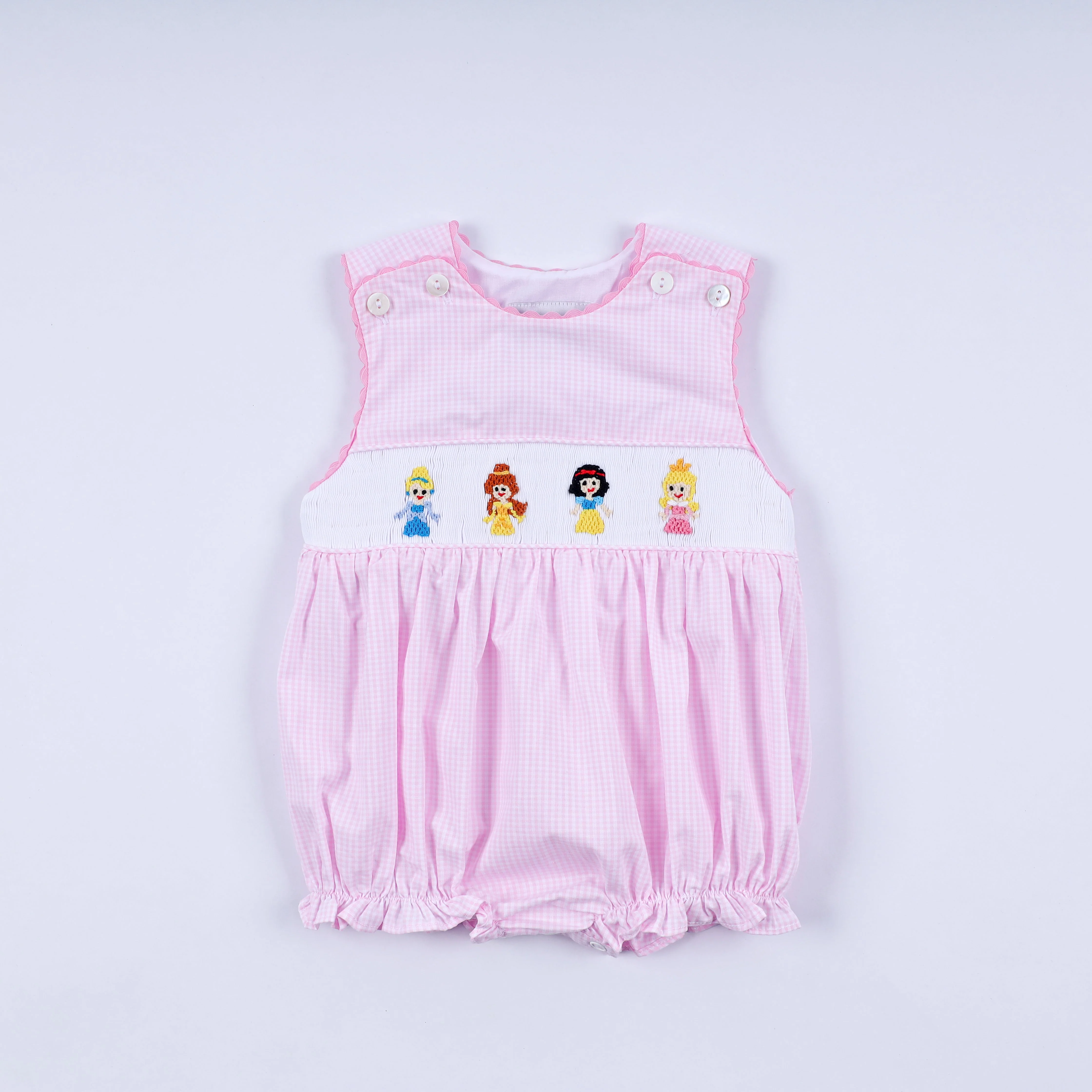 User-Friendly Pink princess hand smocked plaid bubble Practical
