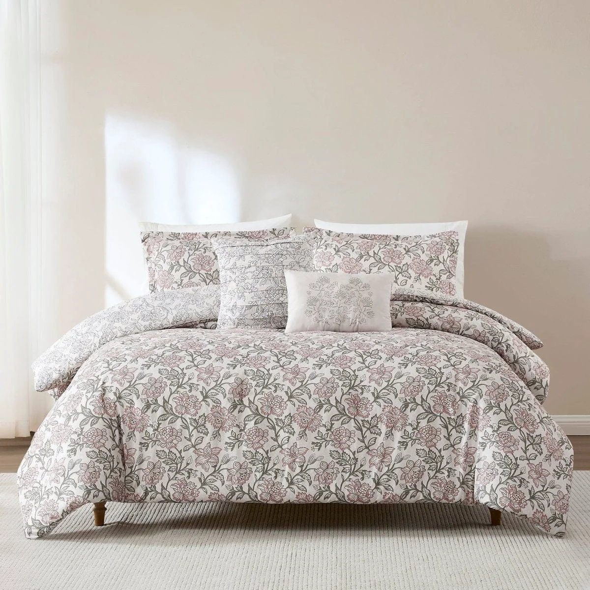 Enhanced Zara Floral Block Reversible Comforter 5Pc Set Selected