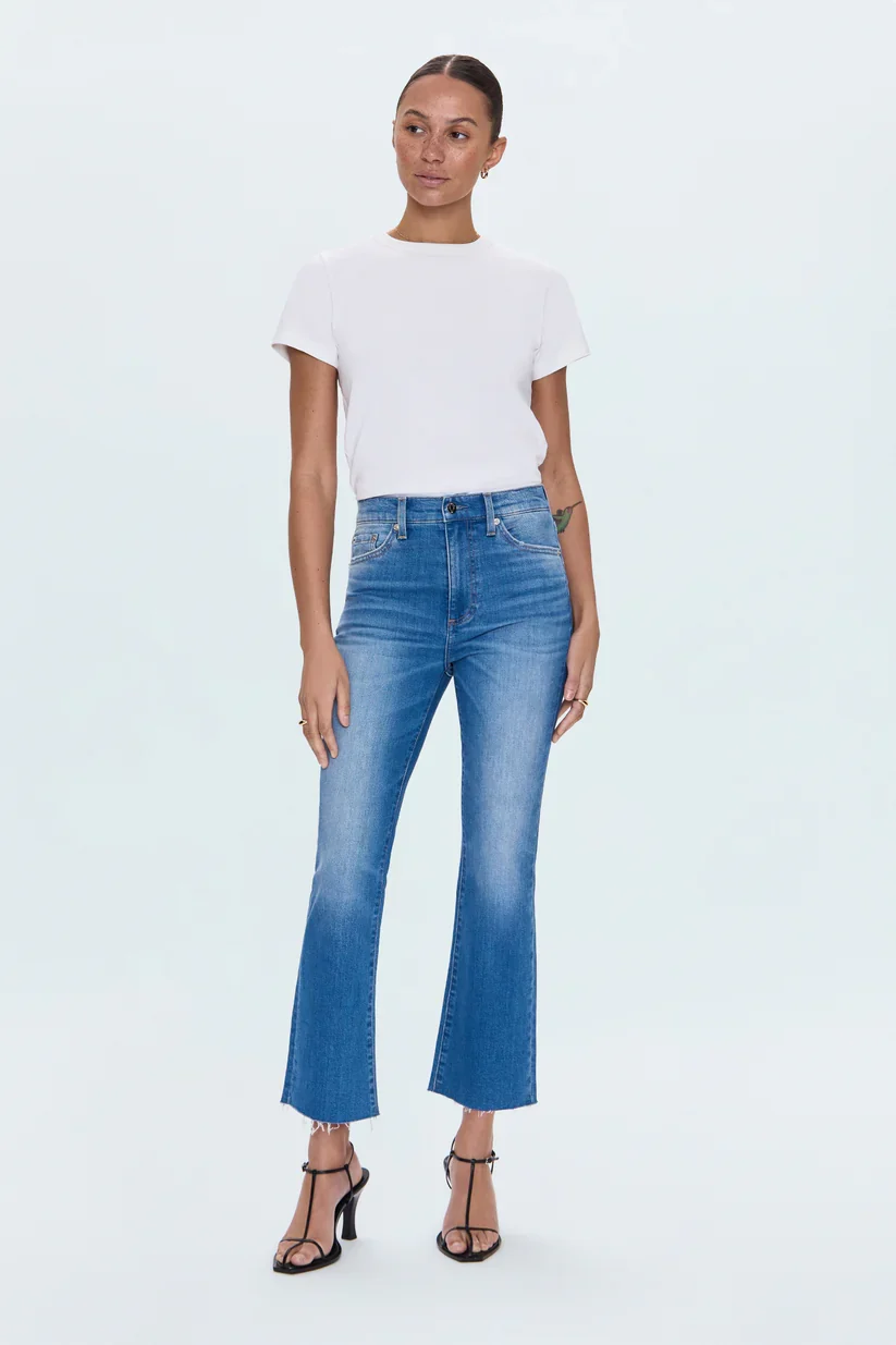 Exclusive PISTOLA Denim Lennon High Rise Crop Boot in Ami Verified