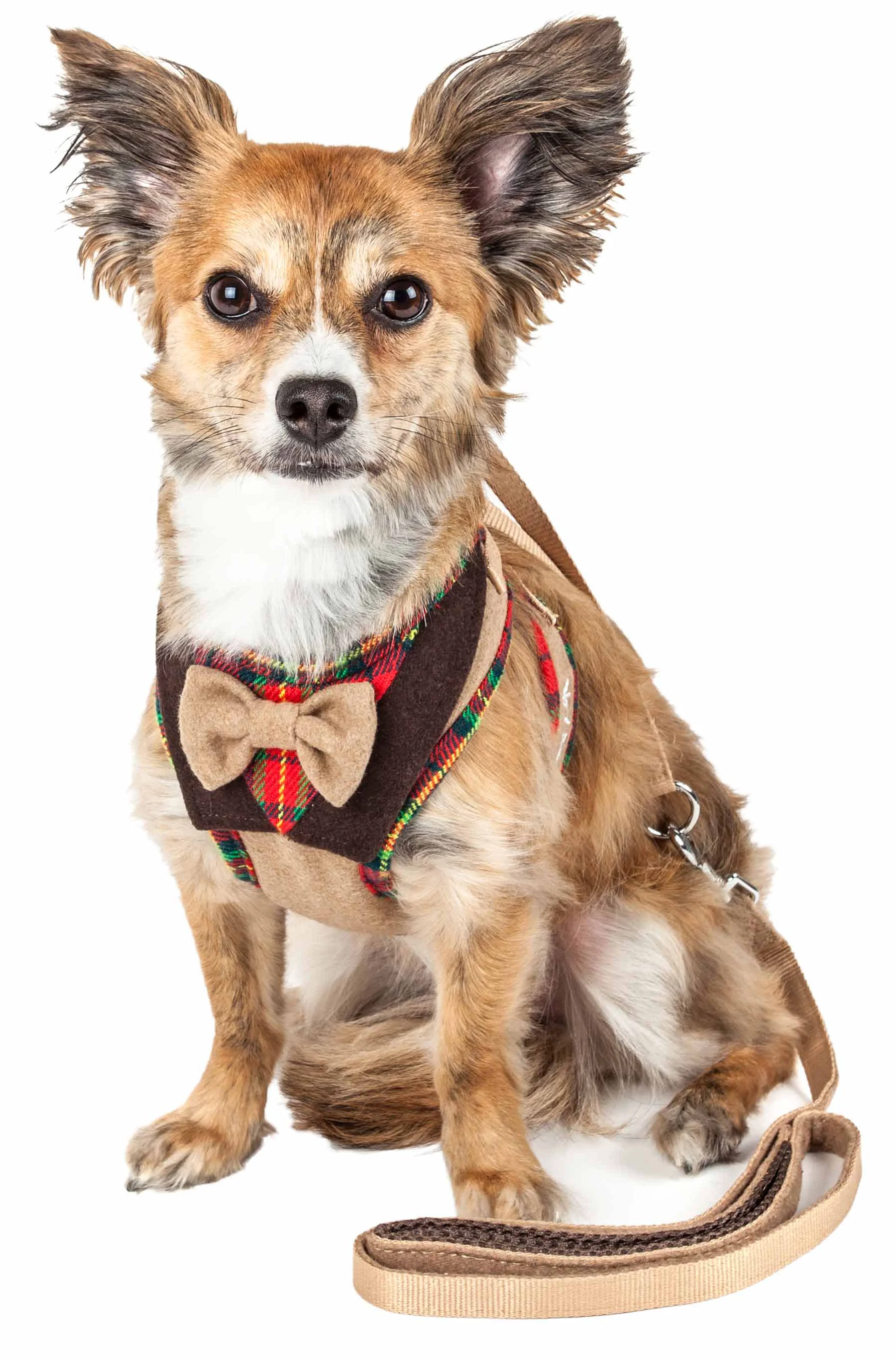 Durable Pet Life Luxe 'Dapperbone' 2-In-1 Mesh Reversed Adjustable Dog Harness-Leash W Fashion Bowtie Convenient