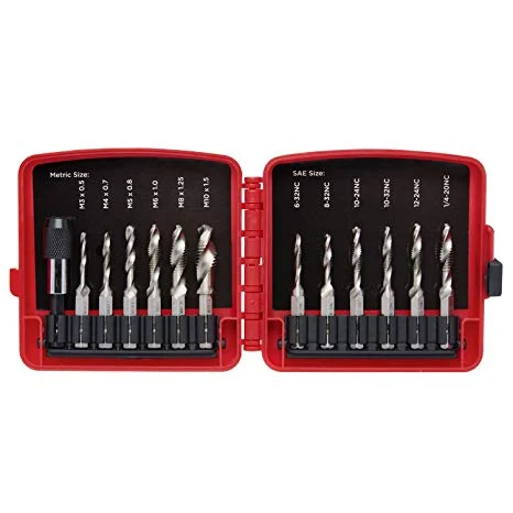 Convenient 13 PC All in One Drill and Tap Tapping Bit Set Casual