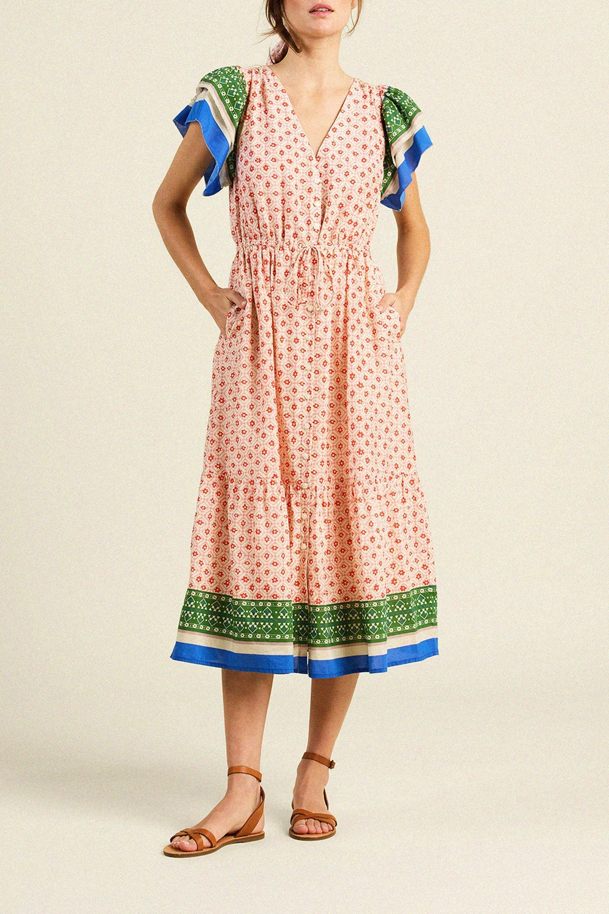 Solid Trovata Kristine Dress in Santorini Border Consistent