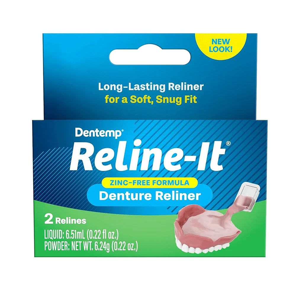 Versatile Dentemp Reline It Denture Reliner Kit for Both Upper and Lower Dentures 2 Ea Classic