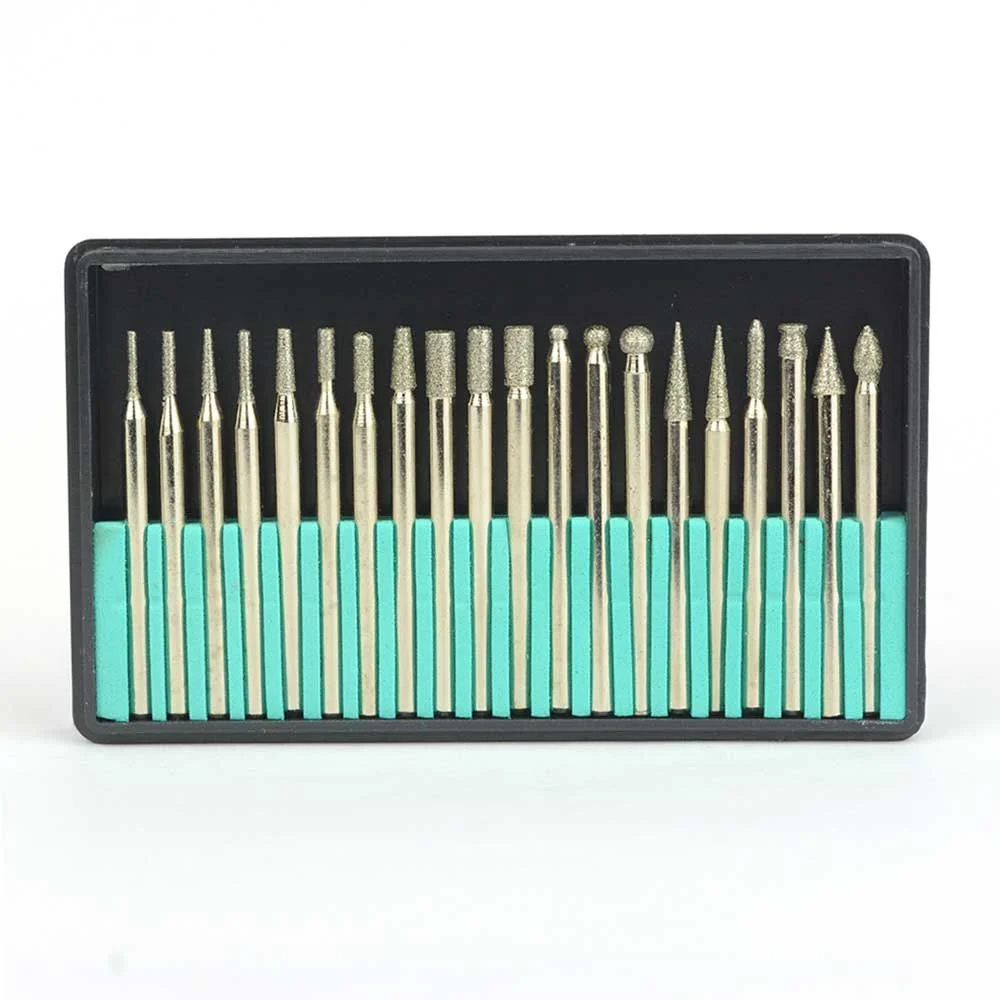 Dependable 20 PC Diamond Burr Set Die Grinder Bits for Dremel Drills Rotary Tools - 1 8 Shank Superior