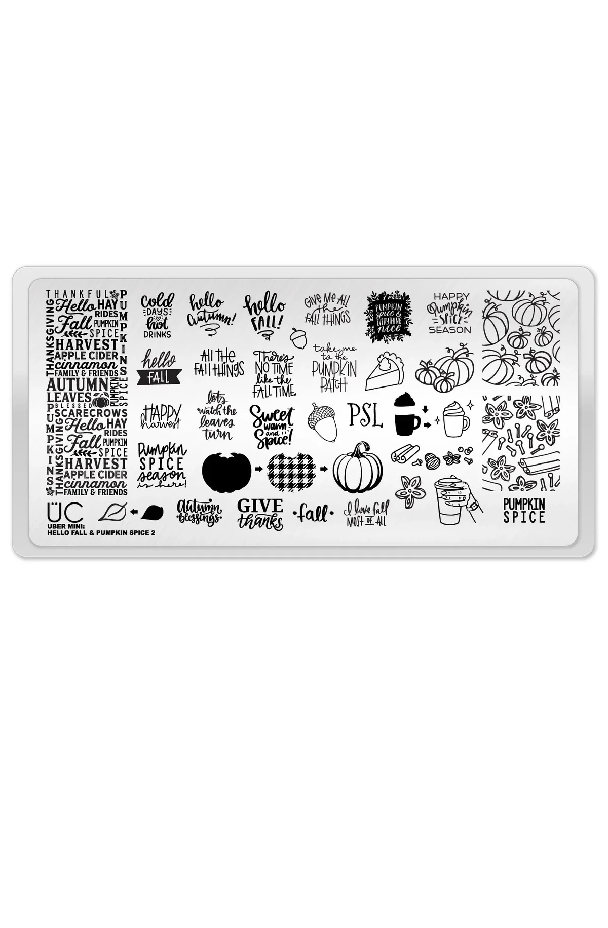 Eco-Friendly Hello Fall Pumpkin Spice 2- Uber Chic Mini Stamping Plate Prestigious