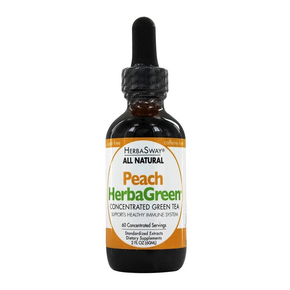 Premium HerbaSway Peach All Natural HerbaGreen Tea Supplements Extract For Healthy Immune System 2 Oz High-Performance