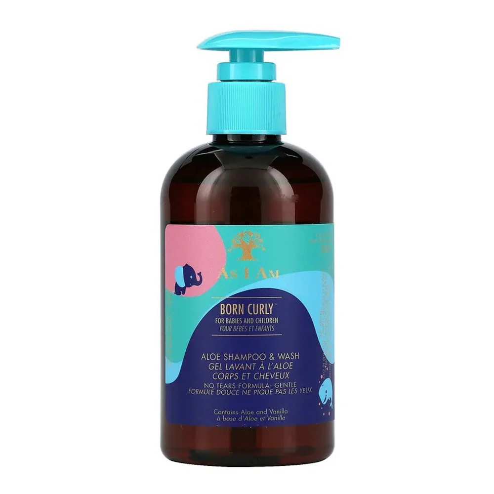 Eco-Friendly As I Am Born Curly Aloe Shampoo Wash For Babies and Children 8 Oz Convenient