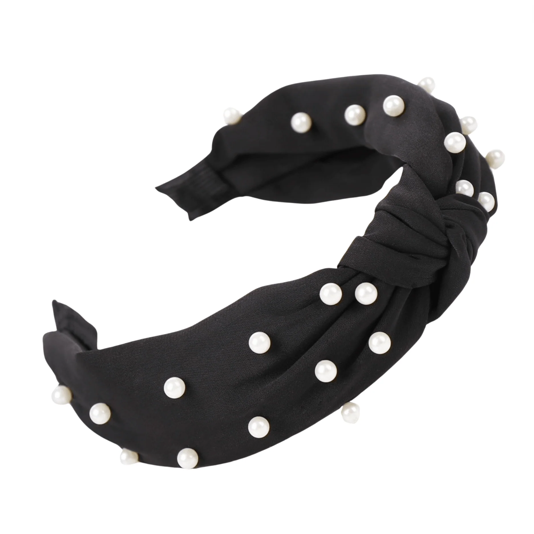 Professional Black Faux Pearl Knotted Headband Pure