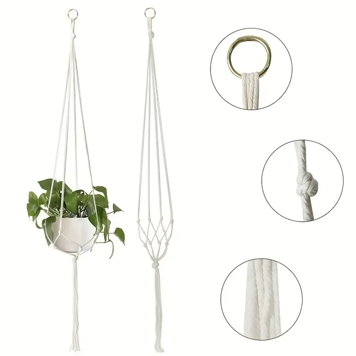 Clean Handmade Cotton Rope Hanging Planter Holders Superior