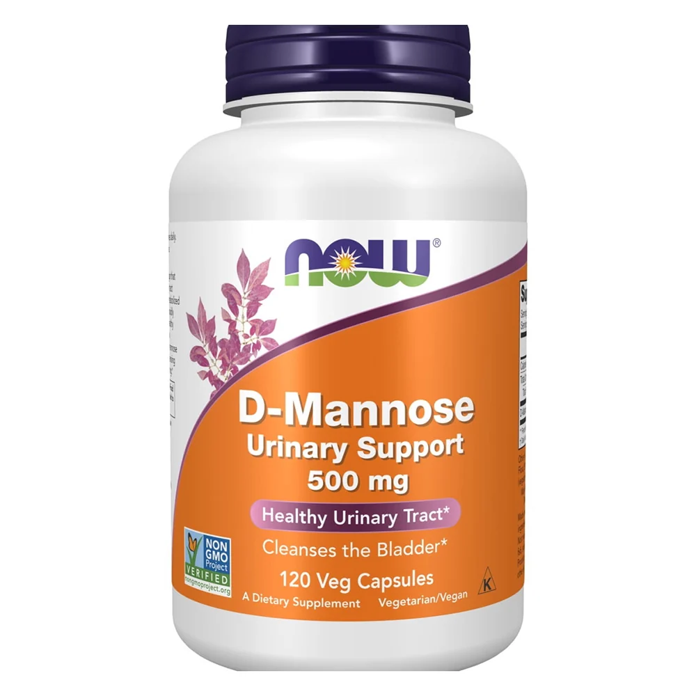 Certified Now Foods D Mannose 500 mg Veg Capsules for Healthy Urinary Tract Support 120Ea Soft