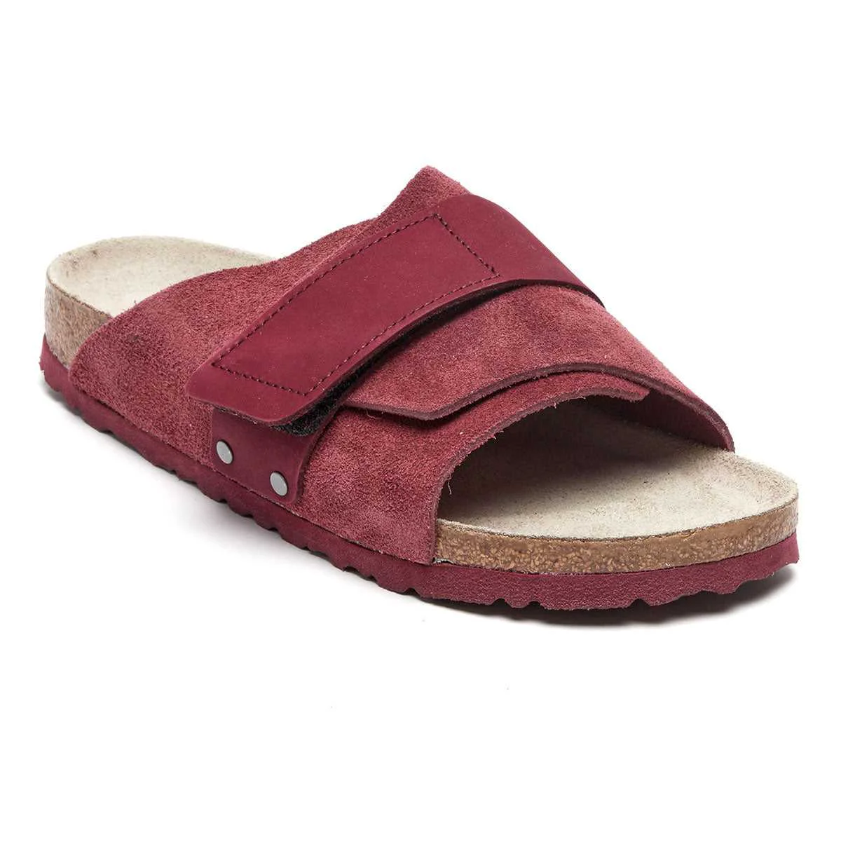 Sophisticated Birkenstock Kyoto Nubuck Suede Leather Maroon Sandals Green