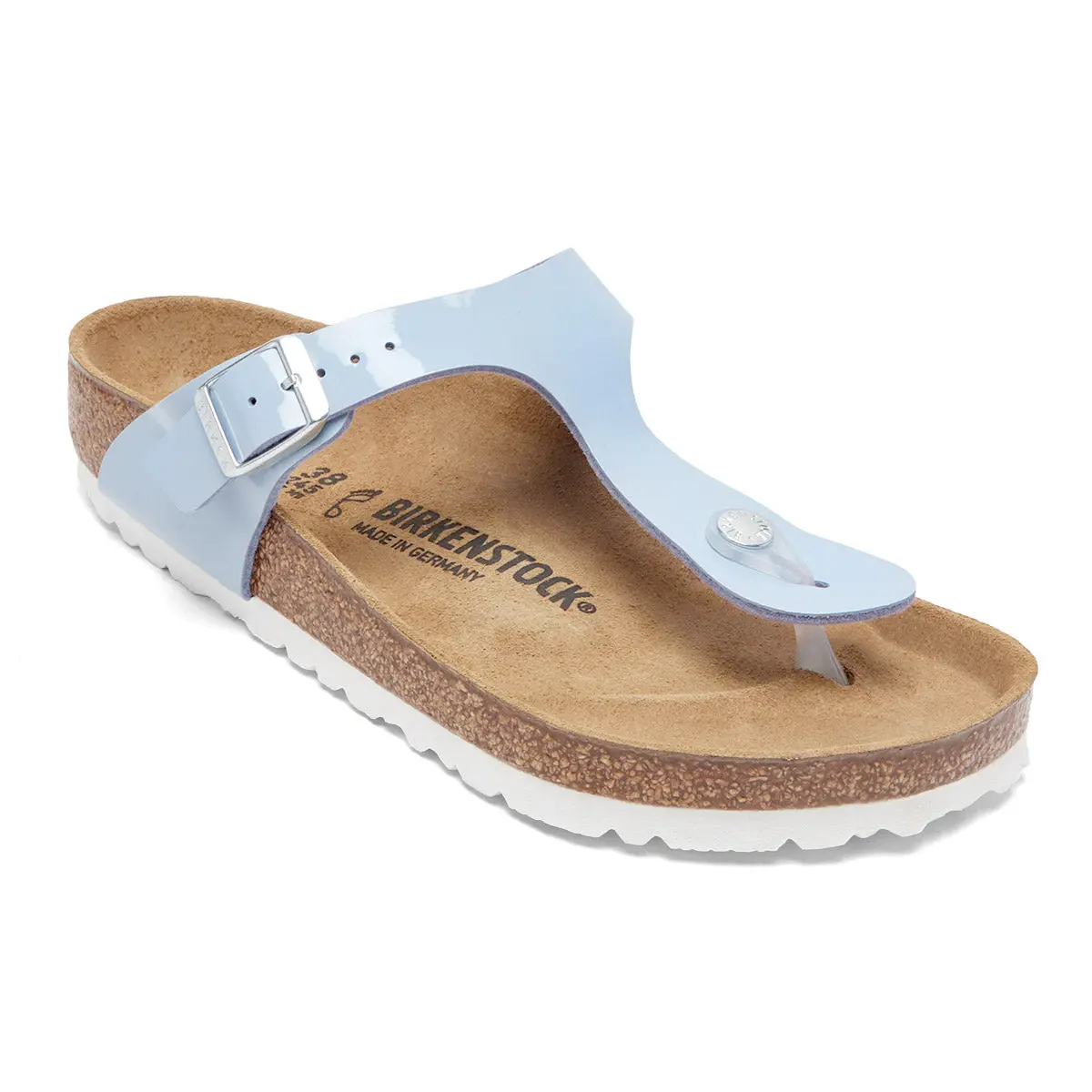 Fine Birkenstock Gizeh Birko-Flor Patent Dove Blue Sandals Fashionable