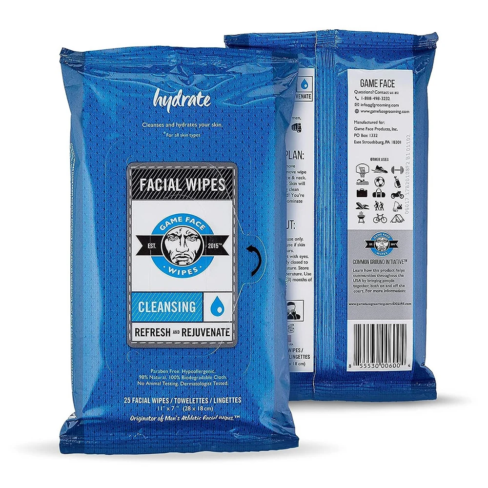Specialty Game Face Hydrate Mens Athletic Cleansing Facial Wipes Refresh 25 Ea Fashionable