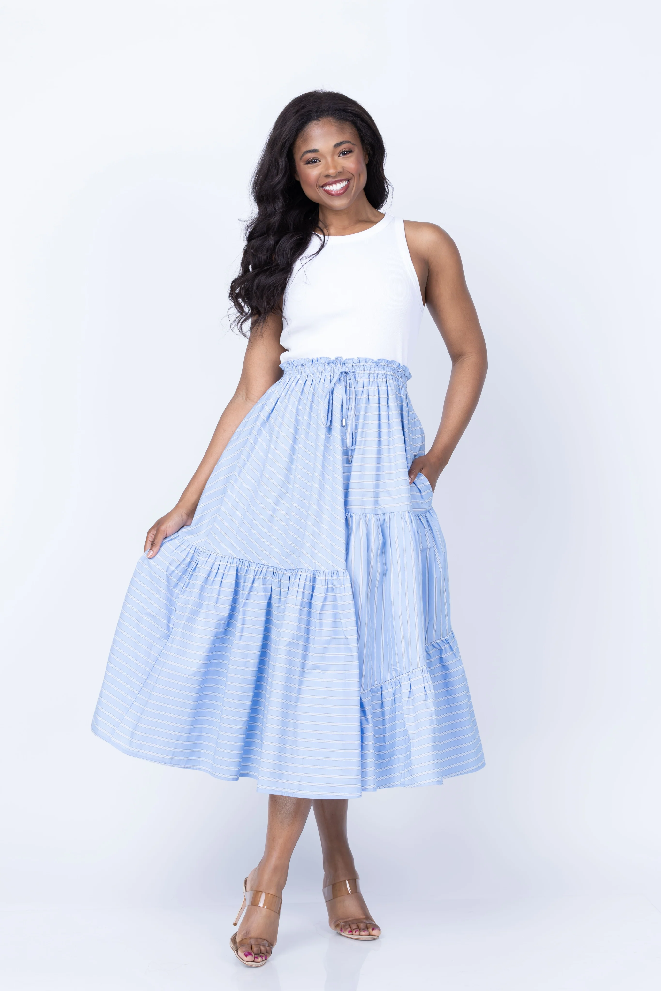 Traditional Cinq a Sept Robyn Dress in White Blue Professional