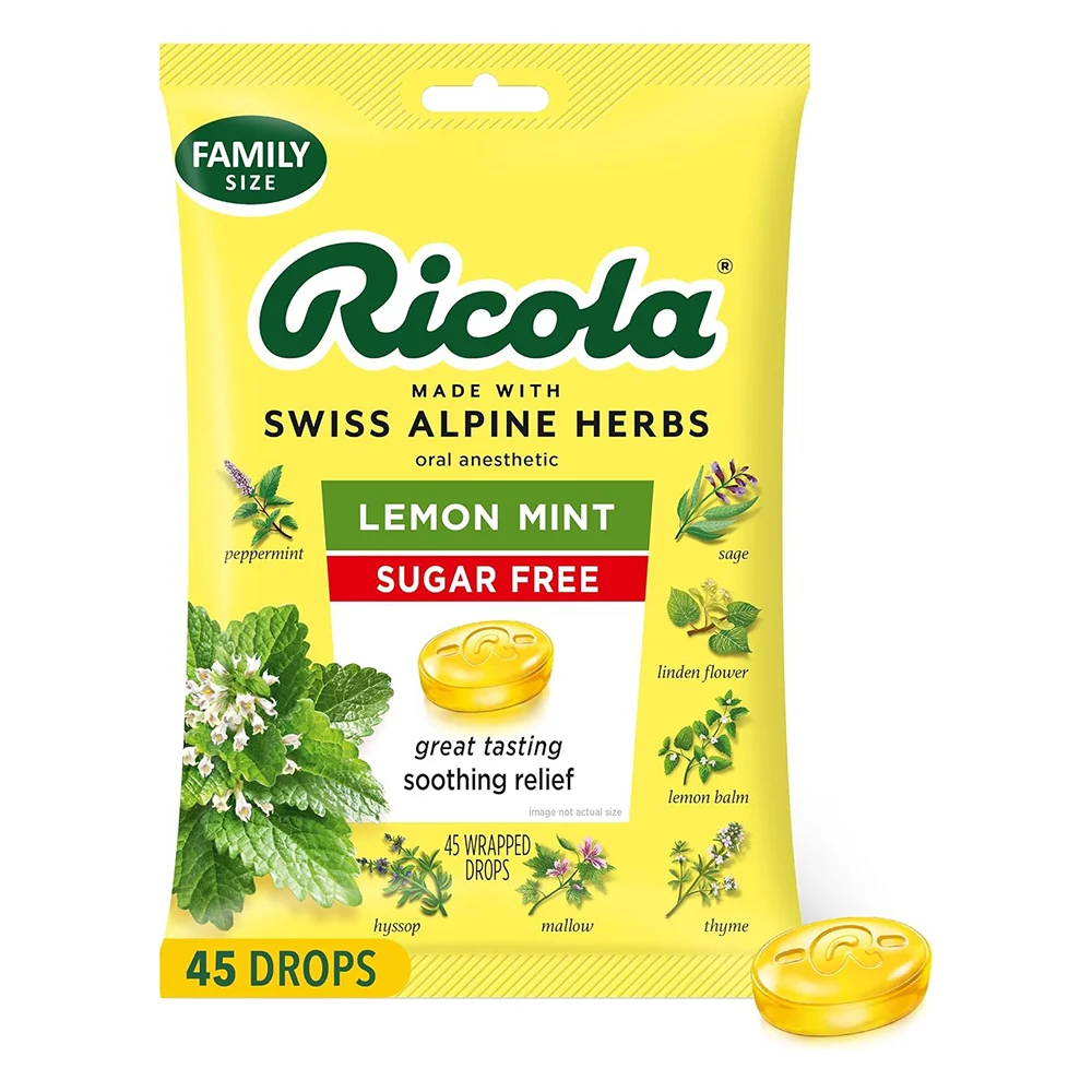 Professional Ricola Sugar Lemon Mint Throat Drops Soothing Cough Suppressant Lozenges 45Ea Efficient